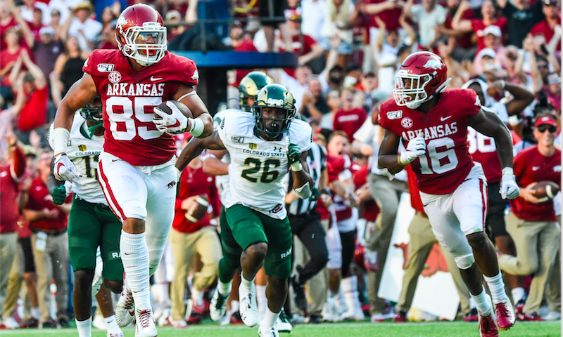 Hogs outscore Colorado St. 55-34